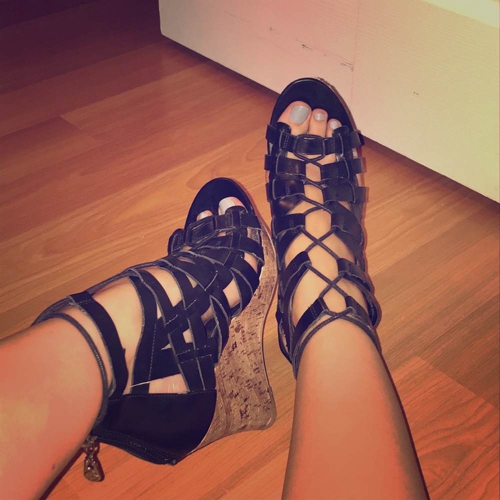 Lace up wedges